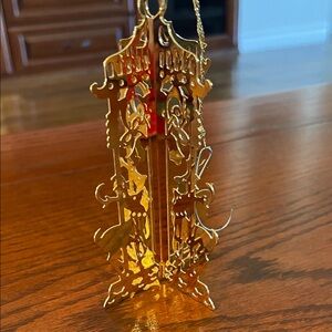Elegant Vintage 1985 Danbury Mint Gold Reindeer Gazebo Ornament